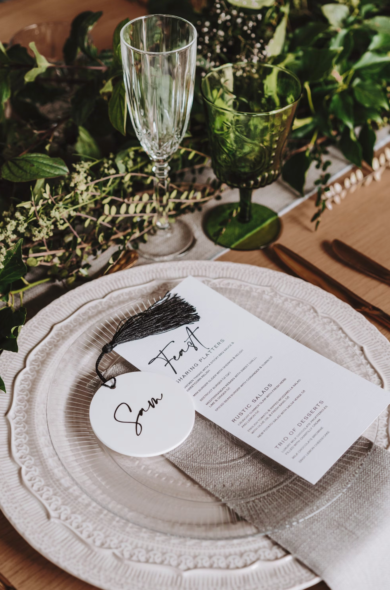 Acrylic Wedding Place Names with tassels