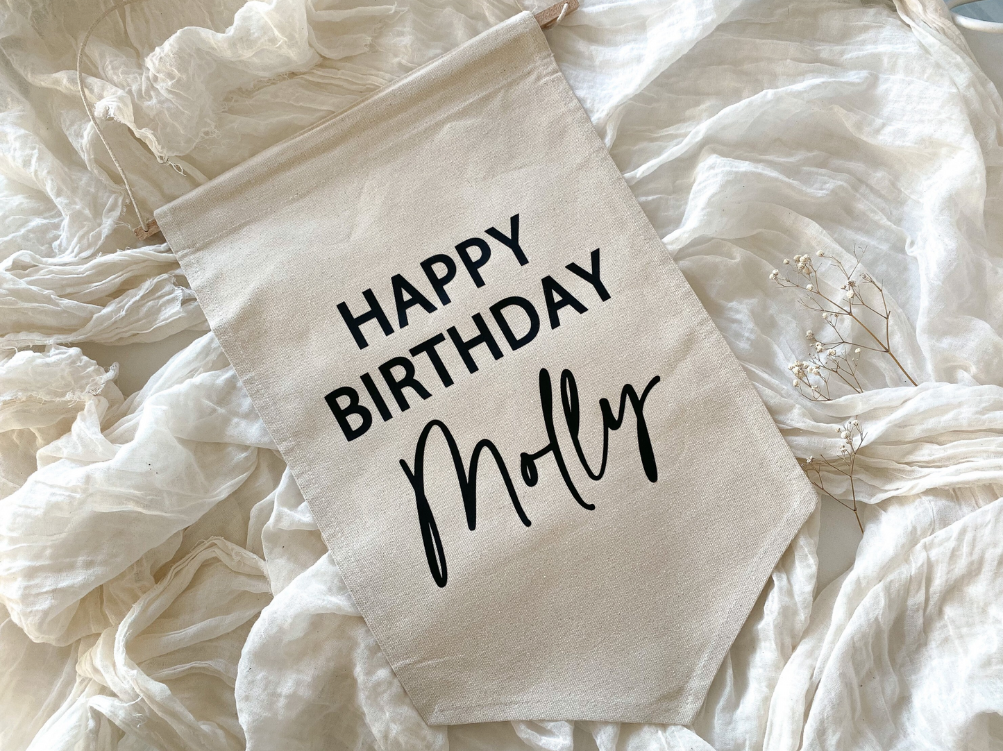 Large personalised Happy Birthday banner flag,