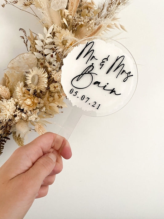 Wedding cake topper, personalised wedding cake topper, mr and mrs cake topper, mr and mrs cake topper with surname and wedding date