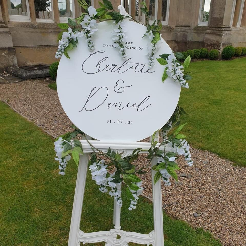 Acrylic wedding welcome sign, calligraphy style