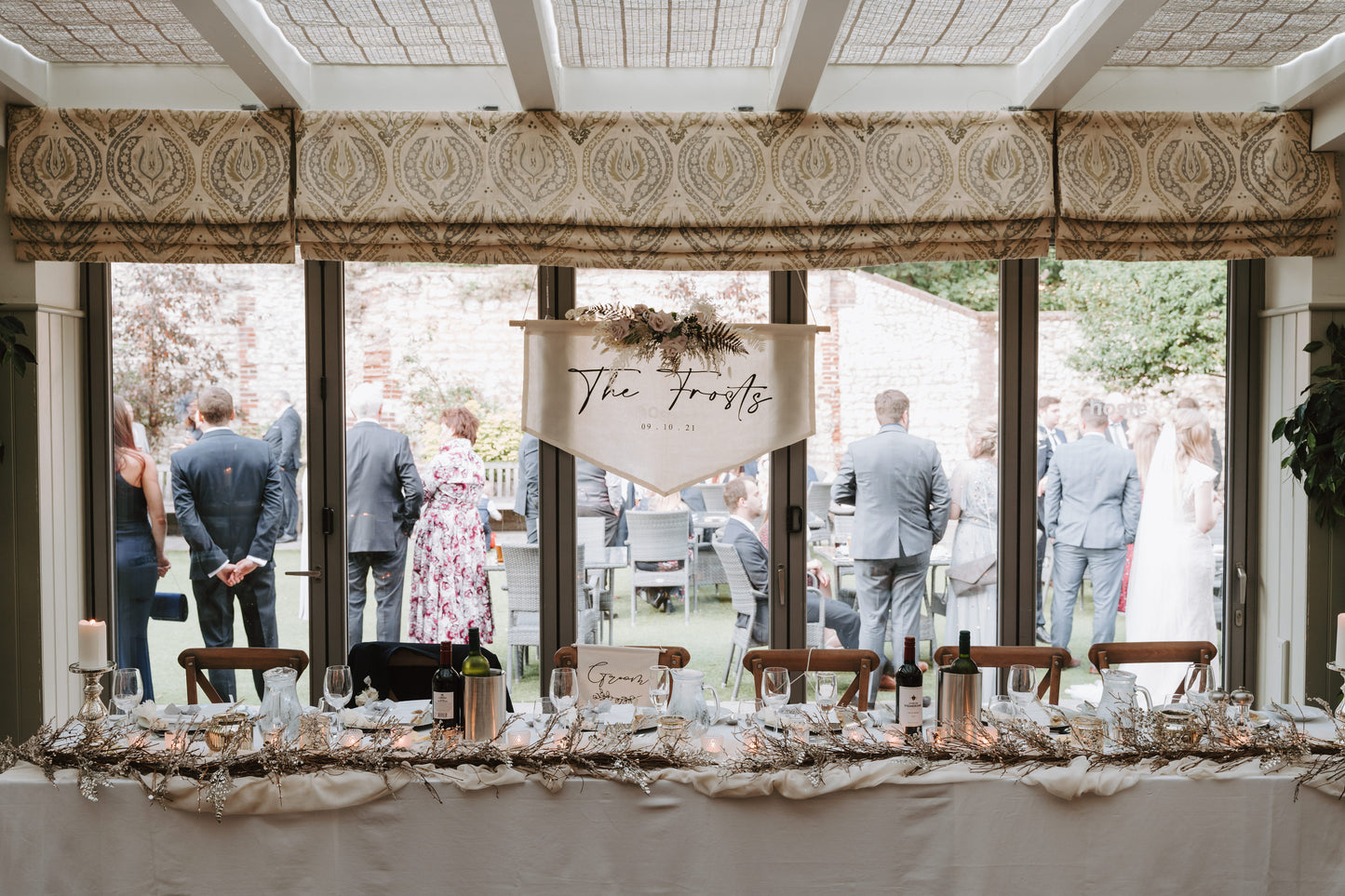 Extra large banner flag, statement wedding decor , weddings, wedding banner flag, the surname of the newlyweds, bride and groom , wedding date on the banner, personalised wedding banner flag, statement banner flag , custom order, personalised banner