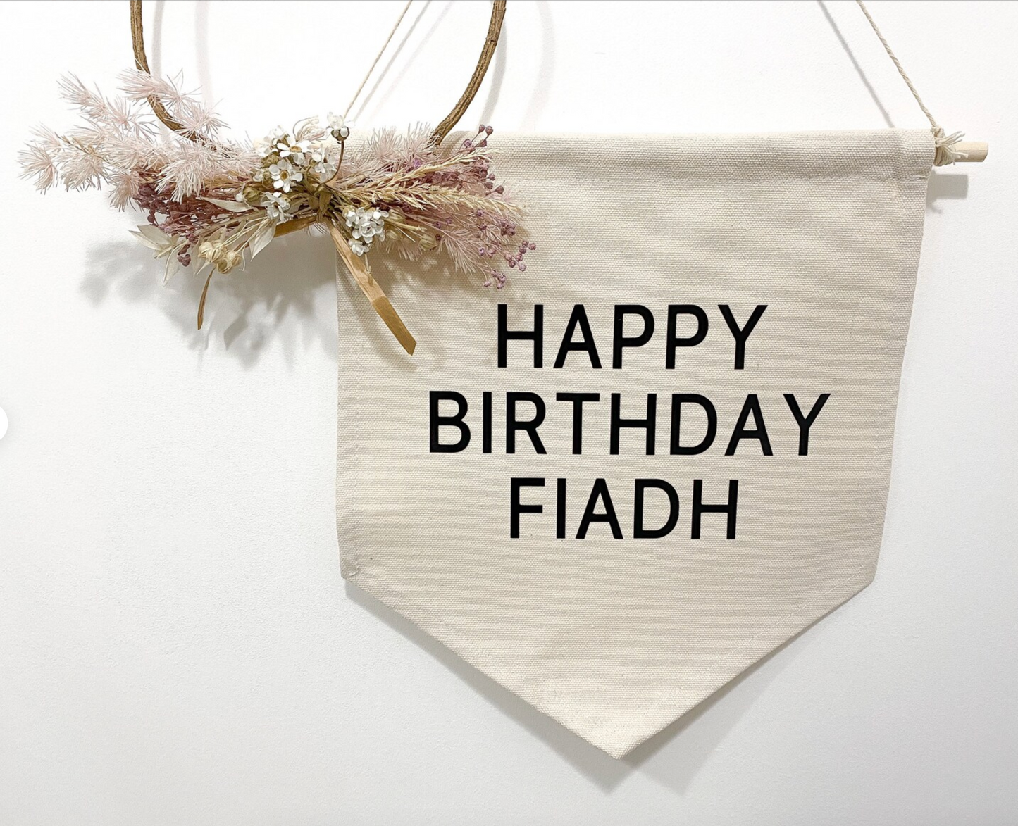 Happy Birthday bold banner flag, personalised birthday decor, wall decor