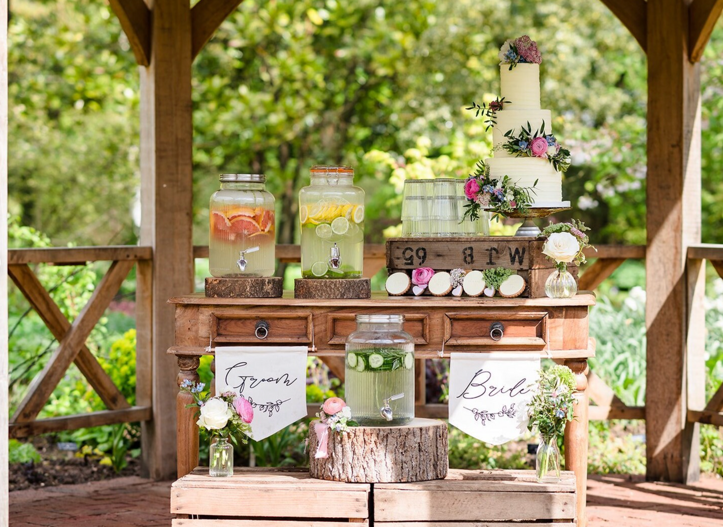 Bride and Groom wedding banner flags, wedding chair signs,