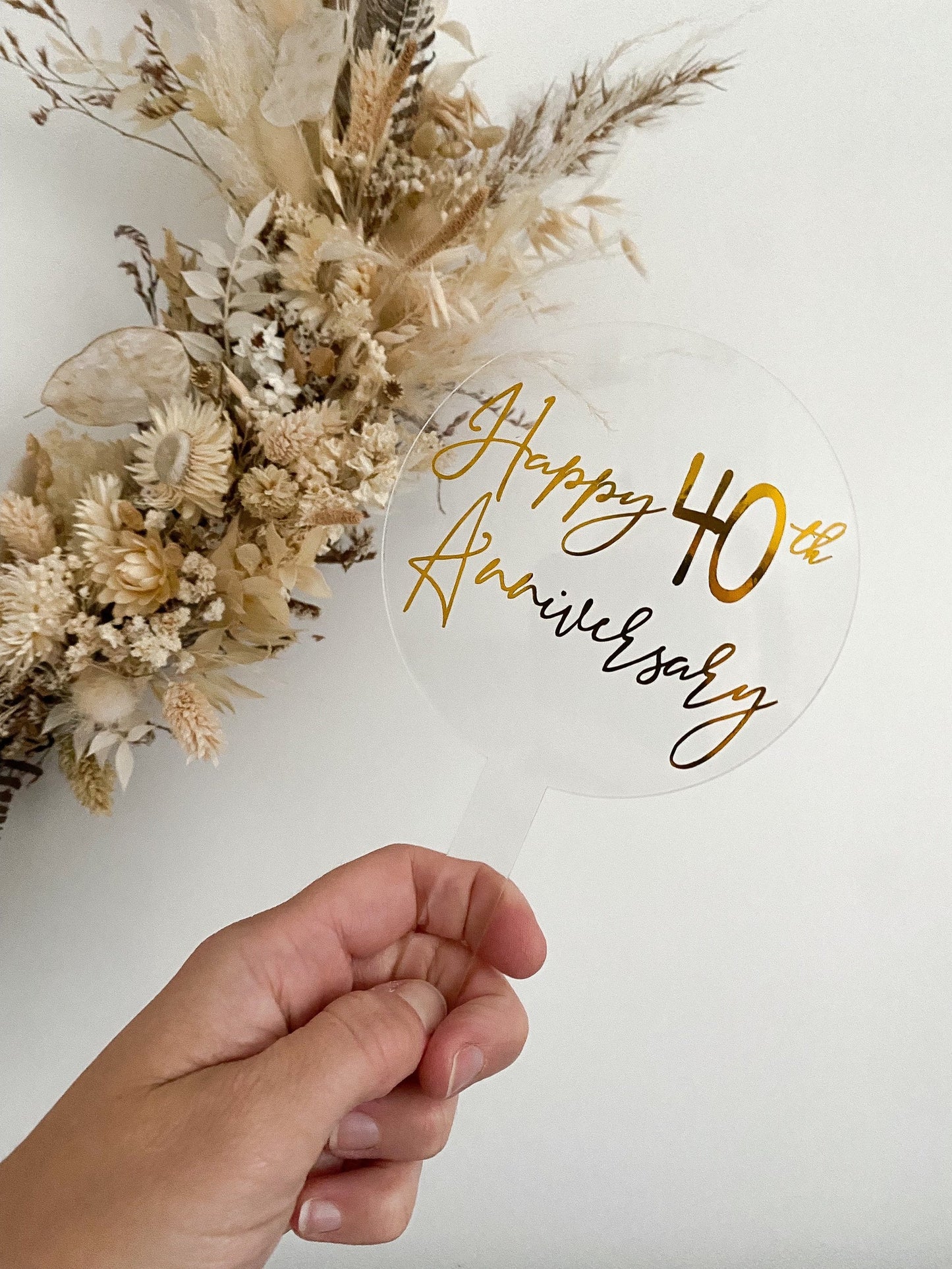 Acrylic Anniversary Cake Topper calligraphy style