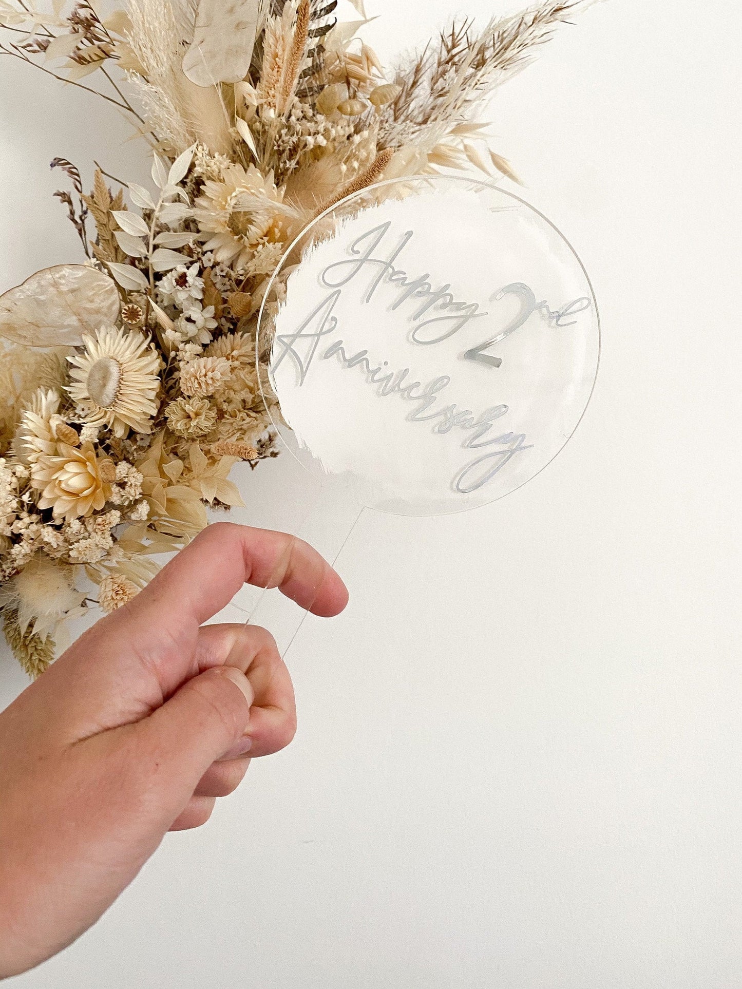 Acrylic Anniversary Cake Topper calligraphy style