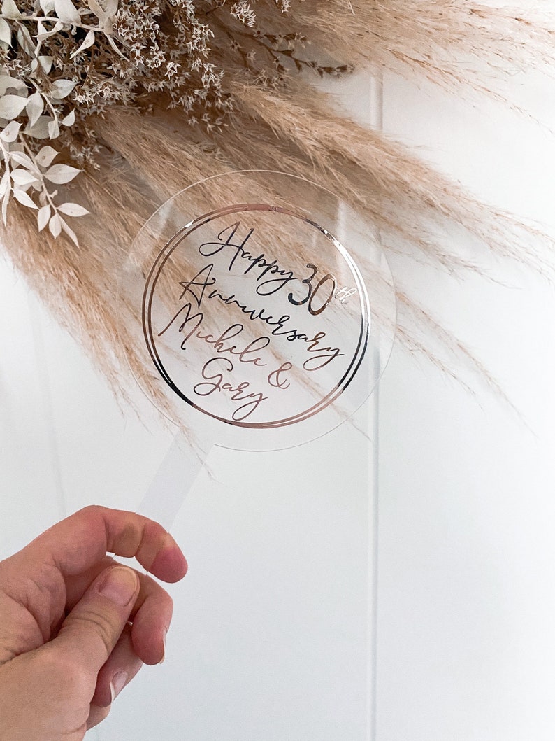 Acrylic Anniversary Cake Topper double ring style