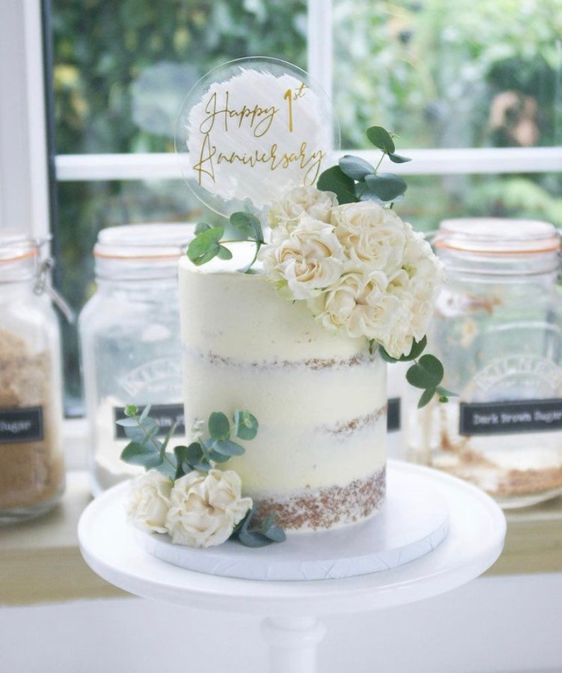 Acrylic Anniversary Cake Topper calligraphy style