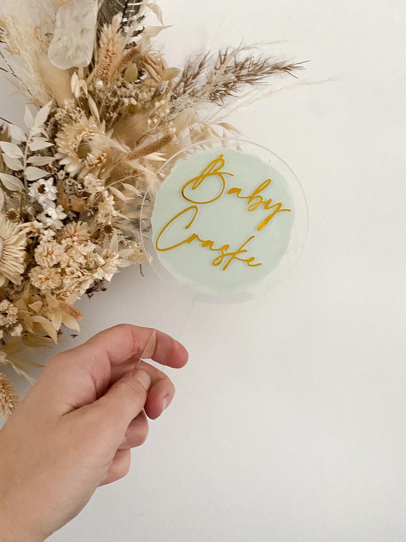 Acrylic Baby shower Cake Topper bold style (Baby Surname)