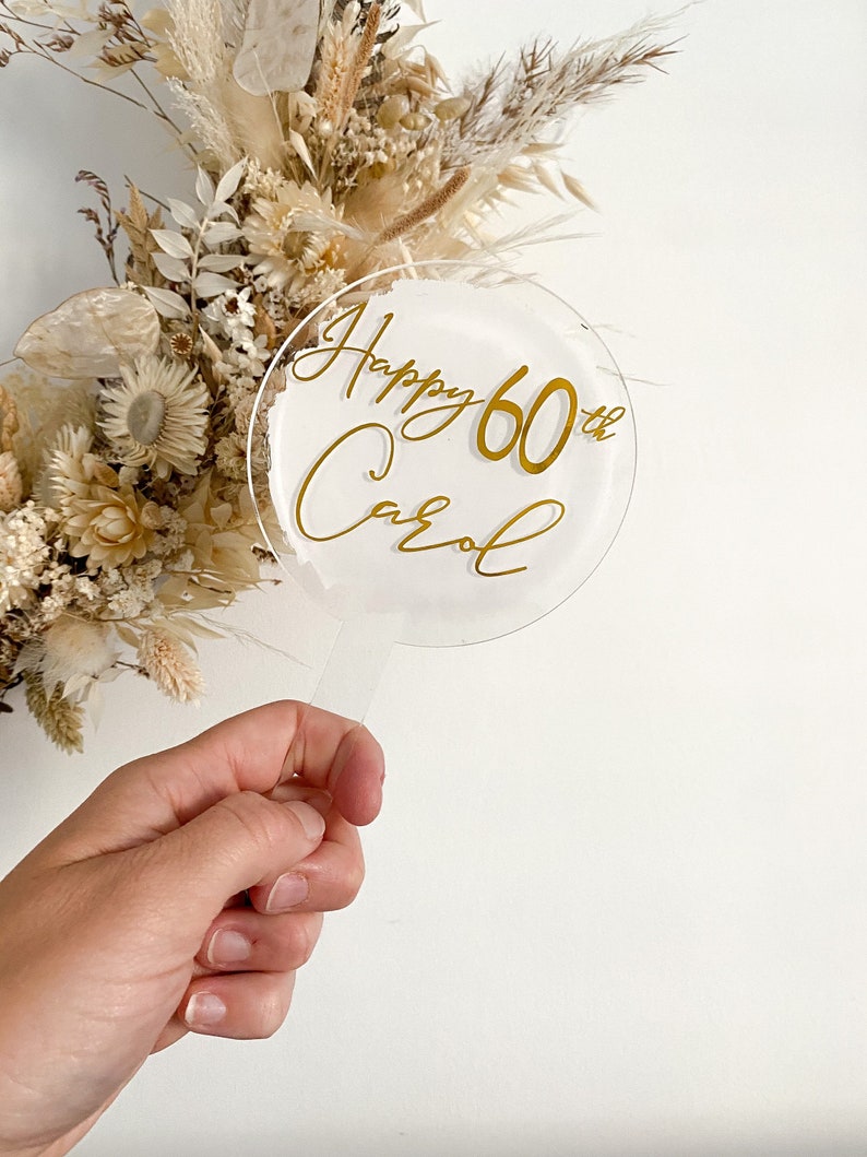 Acrylic Birthday Age Cake Topper calligraphy style
