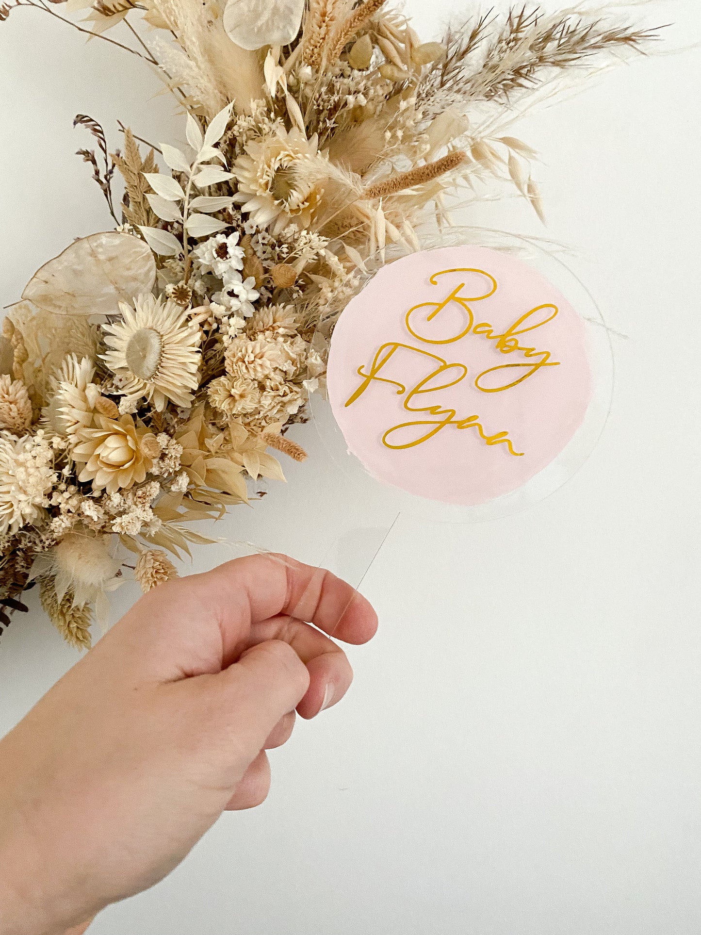 Acrylic Baby shower Cake Topper calligraphy style (Baby Surname)