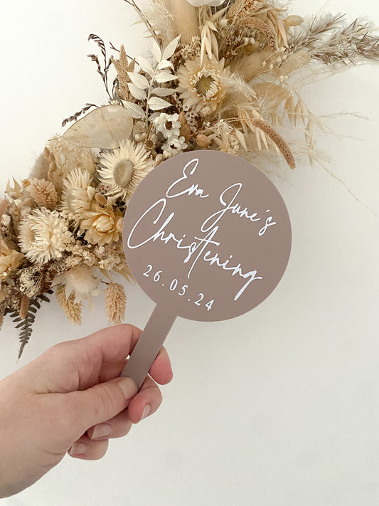 Acrylic Christening Cake Topper bold style - Solid colour, dusty pink