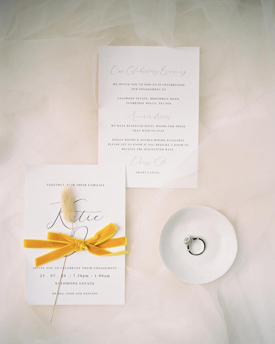 Katie & Joe bespoke wedding stationery design by In The Details Design, Aubry calligraphy wedding invite design