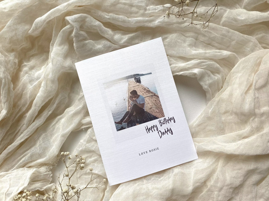 Happy birthday daddy card, personalised happy birthday Polaroid style photo card