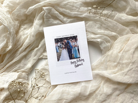Happy birthday husband card, birthday card husband, husband birthday, photo card, Polaroid card