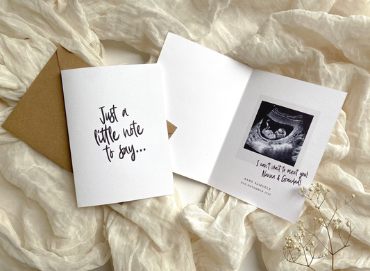 Polaroid style pregnancy announcement card, just a note to say, expecting baby card, grandparents to be , I can’t wait to meet you card, baby scan card, photo card, baby scan, photo card, baby due card 