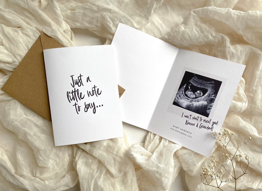 Polaroid style pregnancy announcement card, just a note to say, expecting baby card, grandparents to be , I can’t wait to meet you card, baby scan card, photo card, baby scan, photo card, baby due card