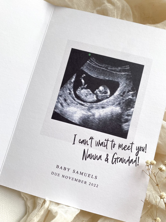 Polaroid style pregnancy announcement card, just a note to say, expecting baby card, grandparents to be , I can’t wait to meet you card, baby scan card, photo card, baby scan, photo card, baby due card