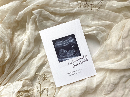 Polaroid style pregnancy announcement card, just a note to say, expecting baby card, grandparents to be , I can’t wait to meet you card, baby scan card, photo card, baby scan, photo card, baby due card 