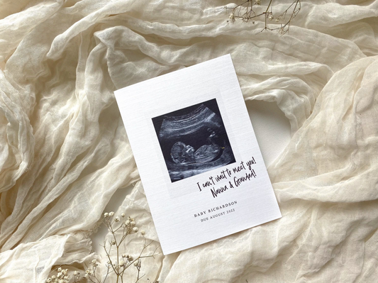 Polaroid style pregnancy announcement card, just a note to say, expecting baby card, grandparents to be , I can’t wait to meet you card, baby scan card, photo card, baby scan, photo card, baby due card