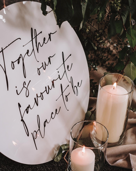 Together is our favourite place to be , acrylic welcome sign, white acrylic welcome wedding sign , statement wedding signage, acrylic wedding signage