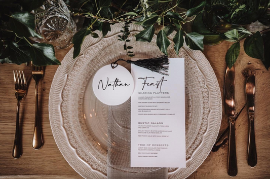 Acrylic Wedding Place Names with tassels