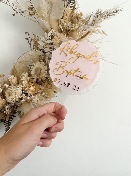 Baptism cake topper, christening cake topper, personalised christening baptism cake topper, special date, date, statement cake topper, acrylic cake topper, acrylic christening cake topper,