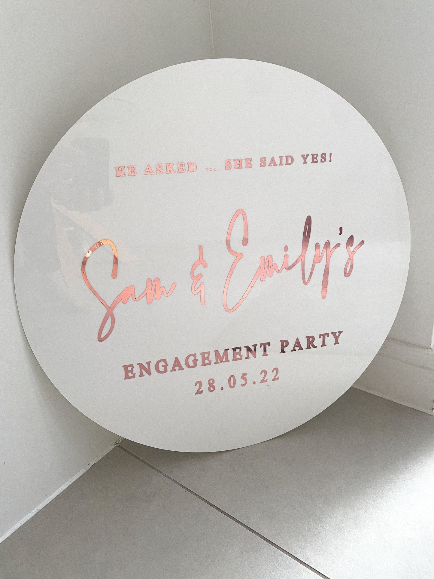 Acrylic engagement party welcome sign