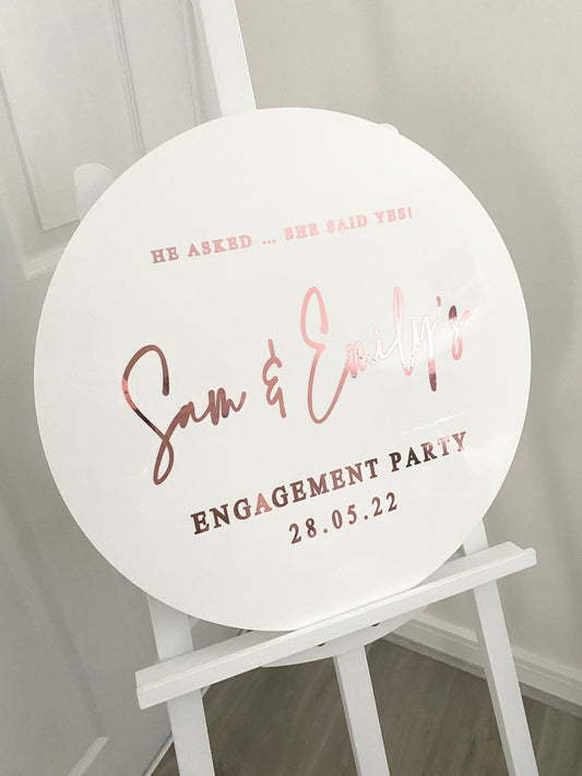 Acrylic engagement party welcome sign