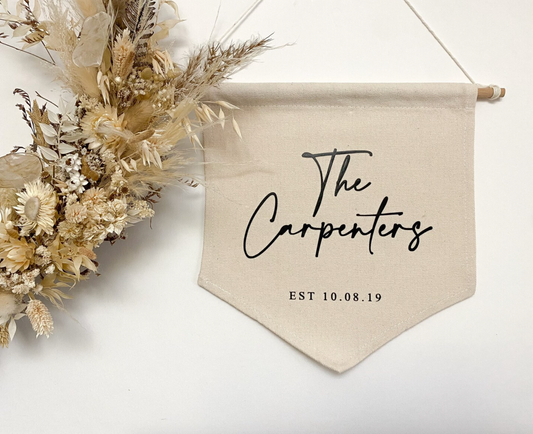 Personalised family banner flag, Family gift, new home gift, wall decor