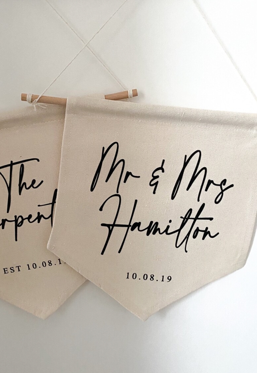 Personalised Mr & Mrs / Mr and Mr / Mrs and Mrs banner flag,