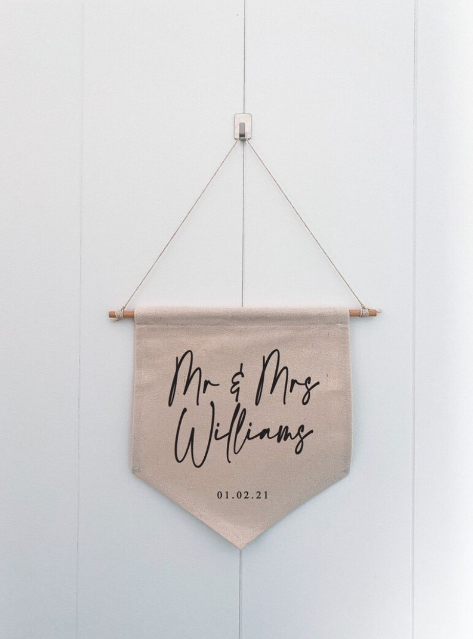 Personalised Mr & Mrs / Mr and Mr / Mrs and Mrs banner flag,