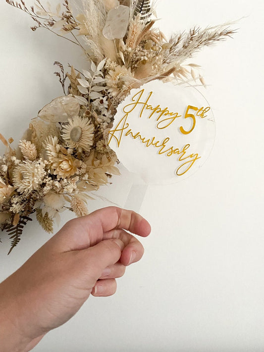 Happy anniversary acrylic cake topper, cake topper, happy anniversary
