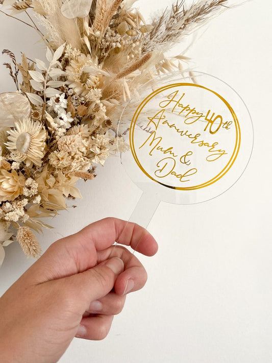 Acrylic Anniversary Cake Topper double ring style