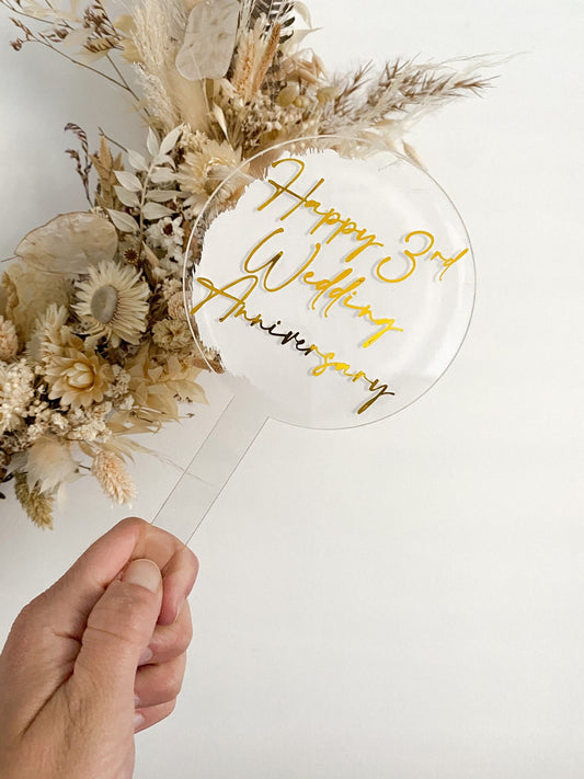 Happy wedding Anniversary cake topper, anniversary cake topper, happy anniversary, happy 3rd anniversary cake topper