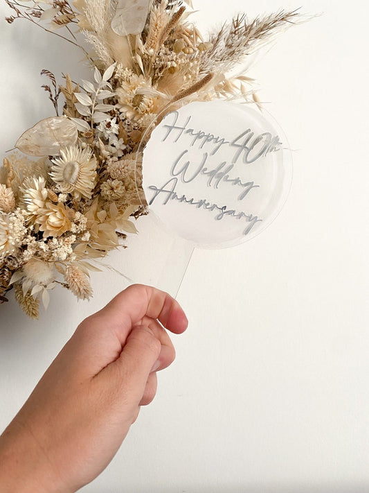 Happy 50th wedding anniversary cake topper, anniversary cake topper, happy anniversary, acrylic wedding anniversary cake topper , cake paddle , happy 40th wedding anniversary cake topper