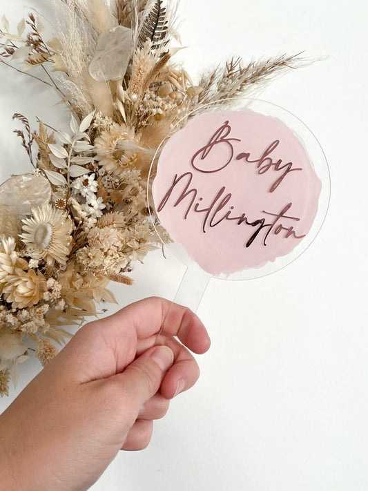 Acrylic Baby shower Cake Topper bold style (Baby Surname)