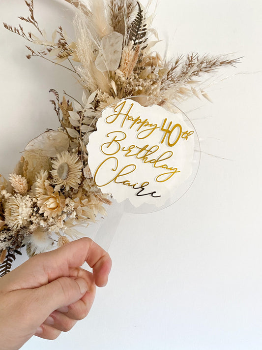 Happy anniversary acrylic cake topper, happy 40th birthday cake topper, personalised cake topper, happy anniversary cake topper,