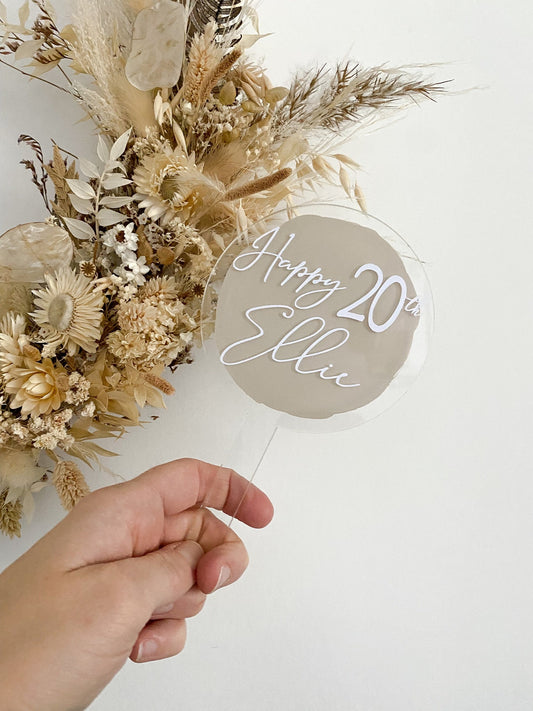 Happy 20th birthday, happy age name cake topper, personalised acrylic cake topper, birthday cake toppper
