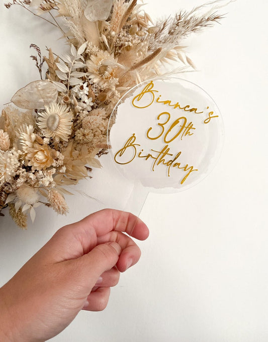 Acrylic Birthday Cake Topper bold style