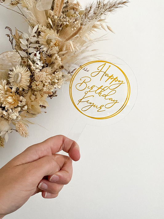 Happy birthday personalised acrylic cake topper, acrylic cake topper