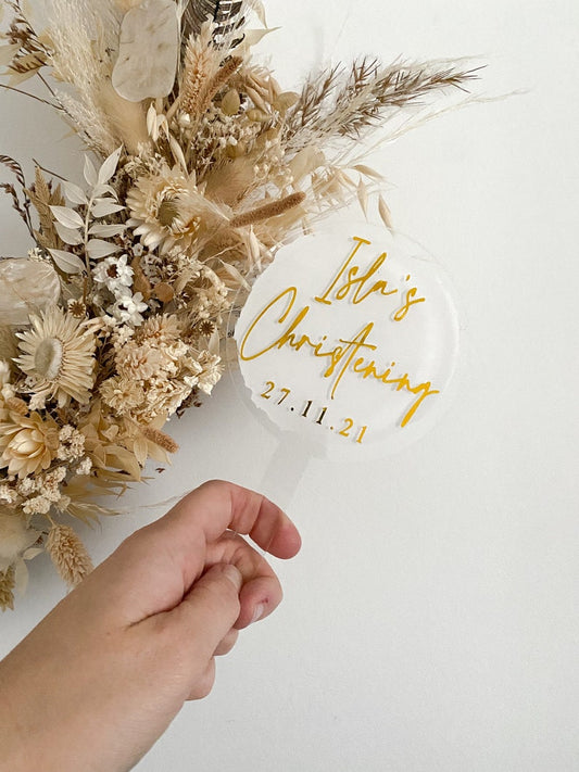 Baptism cake topper, christening cake topper, personalised christening baptism cake topper, special date, date, statement cake topper, acrylic cake topper, acrylic christening cake topper,