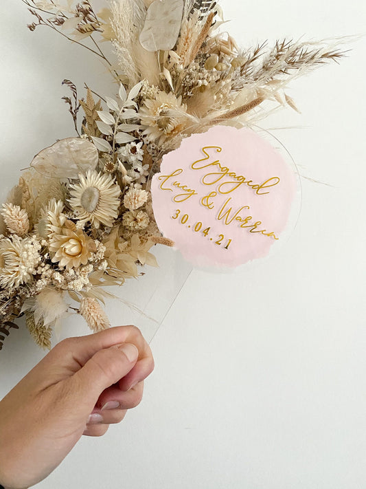 Engagement cake topper, personalised engagement cake topper, date, engagement date, happy engagement, acrylic engagement cake topper with the couples names and engagement date, engaged cake topper