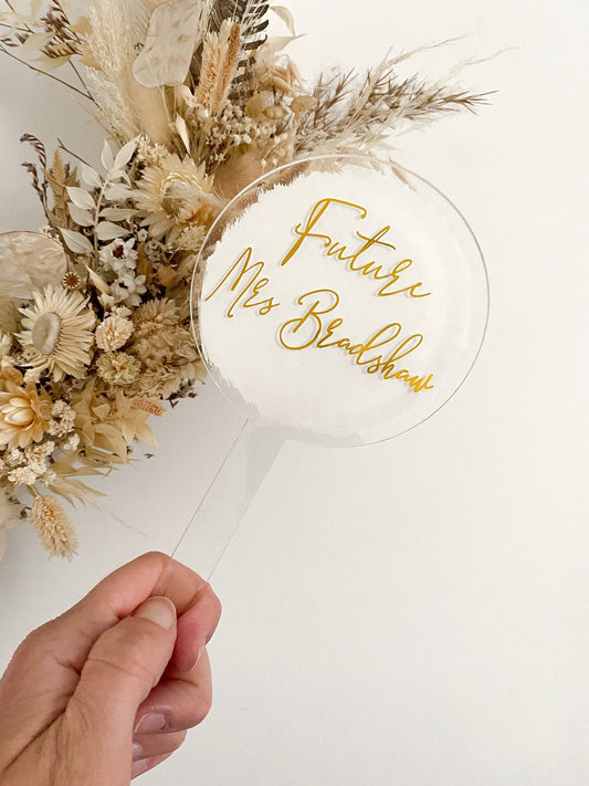 Hen party cake topper, future mrs surname cake topper