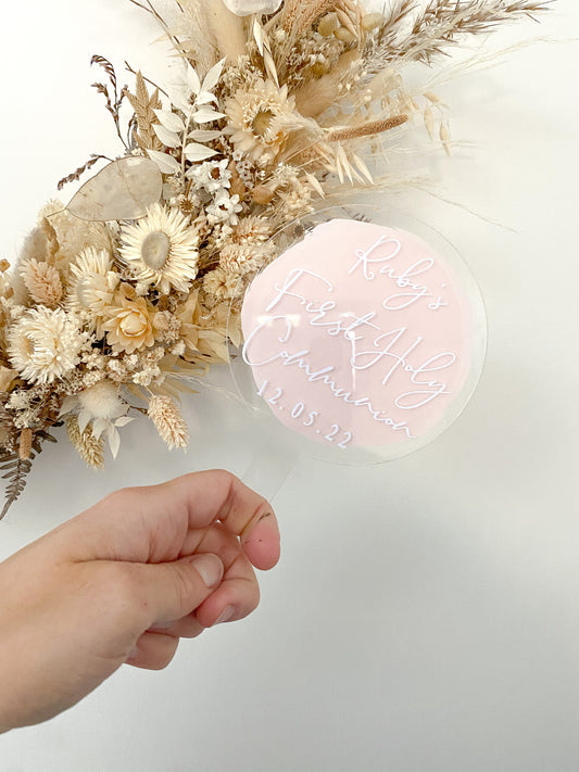 Acrylic First Holy Communion Cake Topper calligraphy style