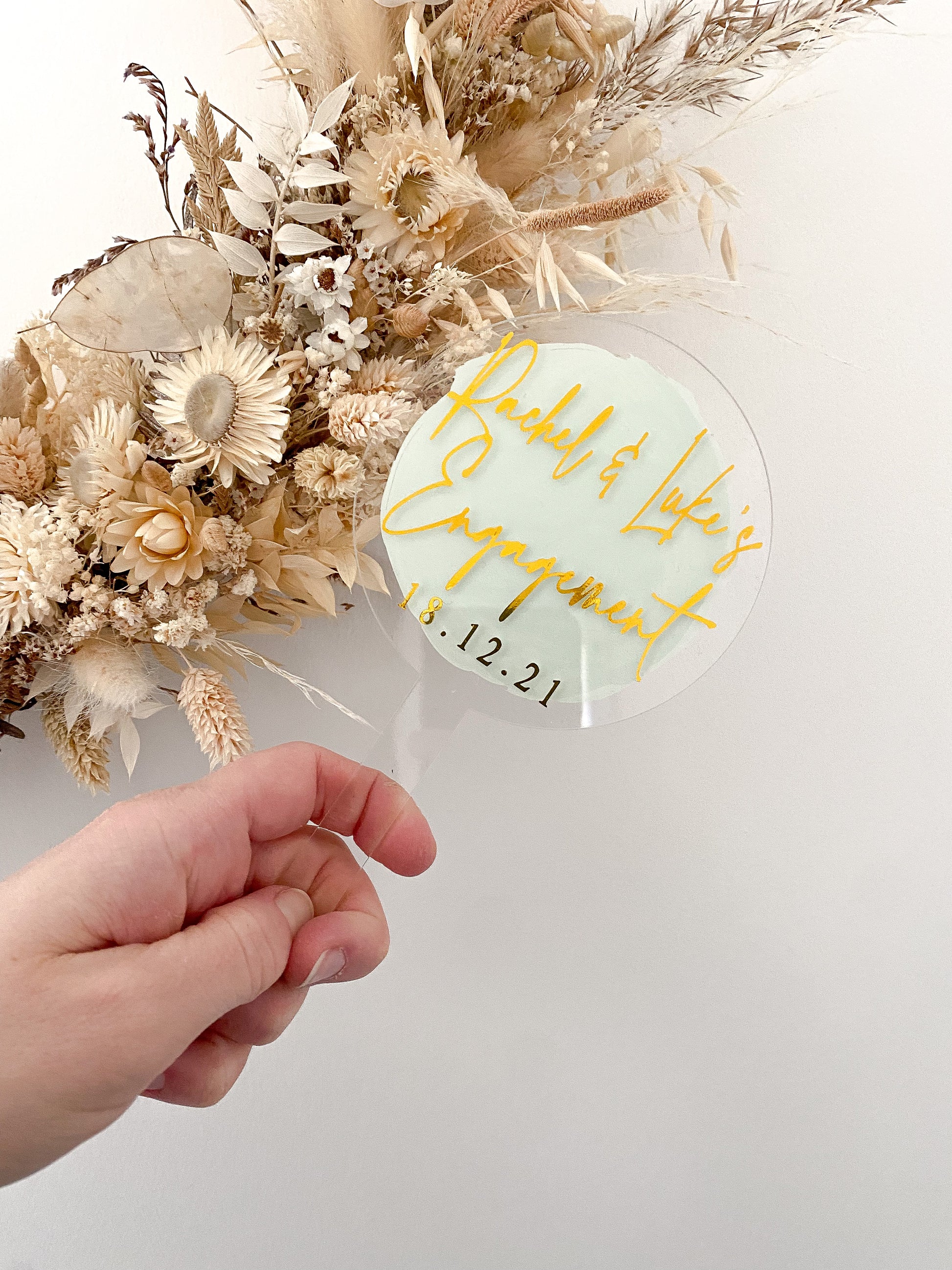 Engagement cake topper, personalised engagement cake topper, date, engagement date, happy engagement, acrylic engagement cake topper with the couples names and engagement date