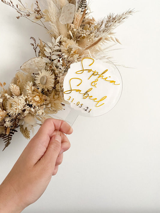 Acrylic Wedding/Engagement Cake Topper bold style (Couples names)