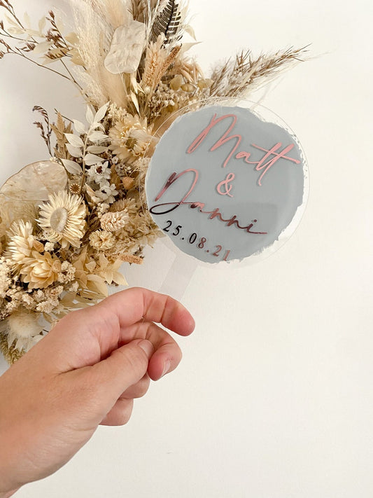 Acrylic Wedding/Engagement Cake Topper bold style (Couples names)
