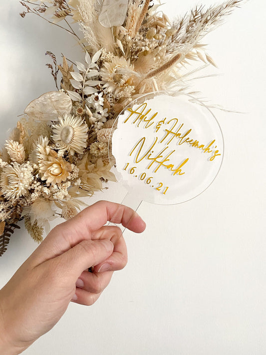 Nikkah cake topper , nikkah acrylic cake topper, personalised cake topper , nikkah wedding cake topper , special date , acrylic cake topper