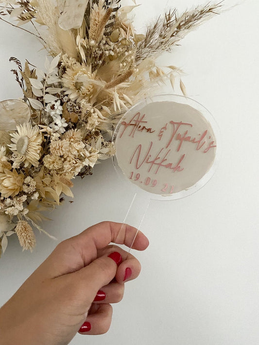 Acrylic Nikkah / Wedding Cake Topper bold style