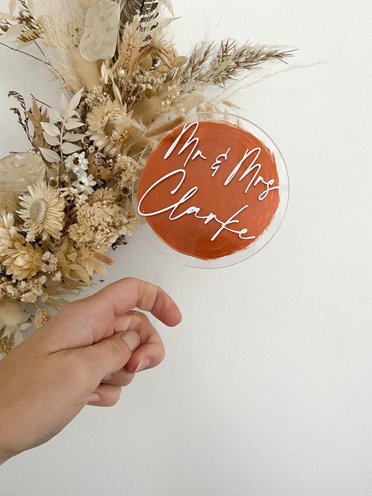 Wedding cake topper, personalised wedding cake topper, mr and mrs cake topper, mr and mrs cake topper with surname and wedding date